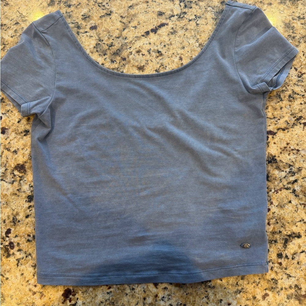 American Eagle Outfitters Slate Blue Scoop Neck Short Sleeve Tee